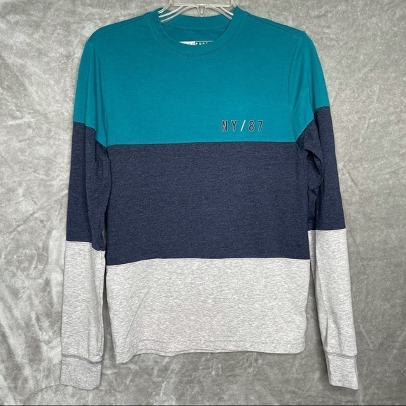 Aeropostale Mens Color Block Stretch Crew Neck Long Sleeve Shirt Sweater Size XS - Picture 1 of 6
